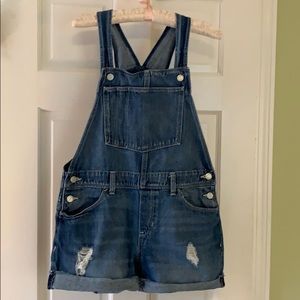 Distressed Girls Shortalls